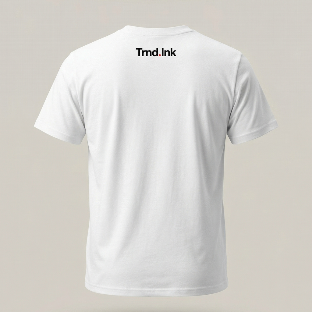 Camisa blanca en poliester, con logo de trnd.ink sutil en la parte trasera.