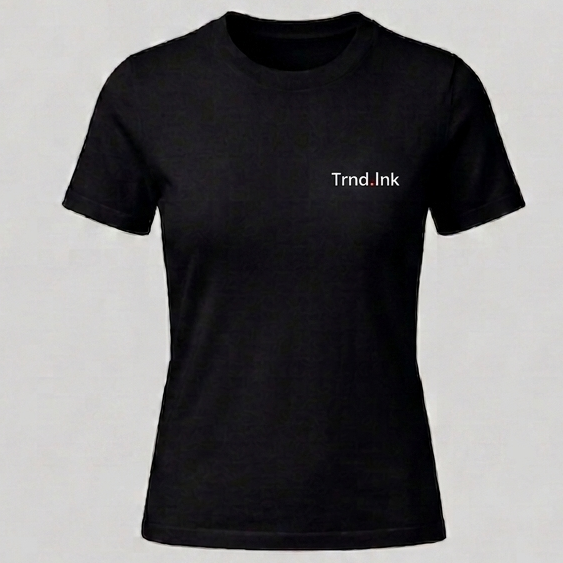 Primer plano detalle del estampado blanco "Balance" sobre camiseta negra, mostrando precisión de líneas y textura del algodón premium de Trnd.ink.