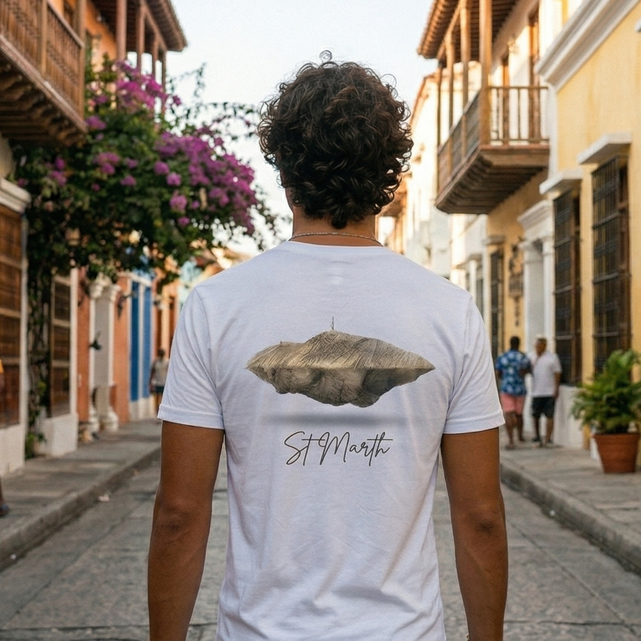 Camisa de poliester estampada con el morro de santa marta.